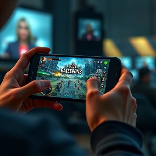 A person playing a high-end PC game on their smartphone via cloud gaming