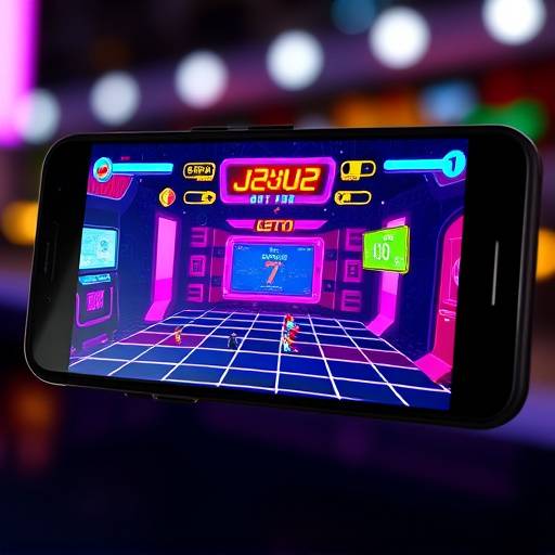 A screenshot displaying a modern mobile version of a classic retro arcade game, such as Pac-Man or Space Invaders.