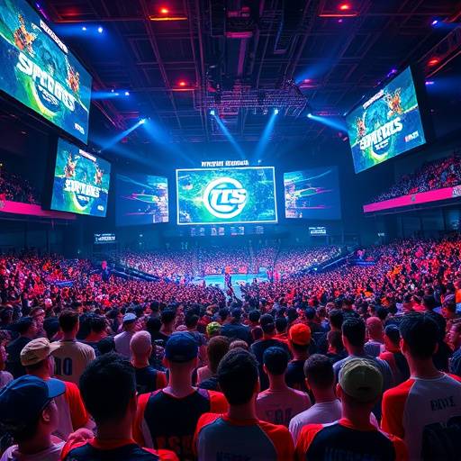 Crowd watching a mobile esports tournament on large screens